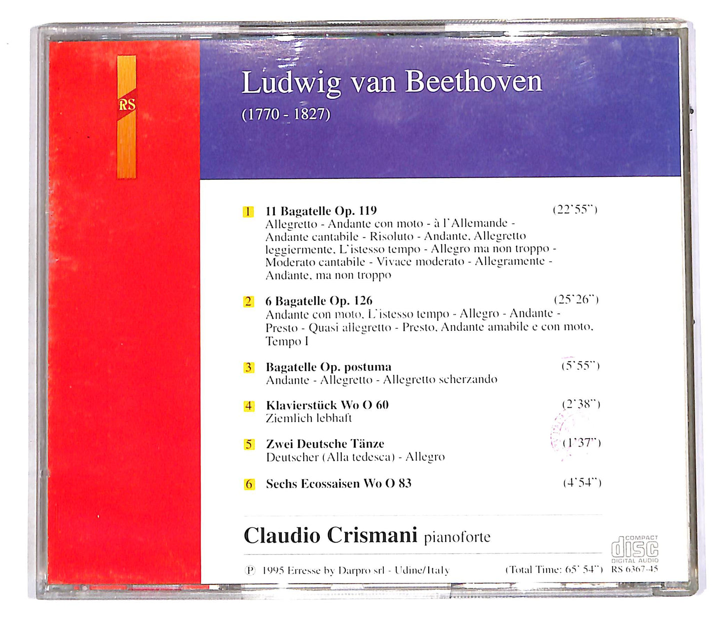 EBOND Ludwig Van Beethoven - Bagatelles, Klavierstiick EDITORIALE CD CD055024