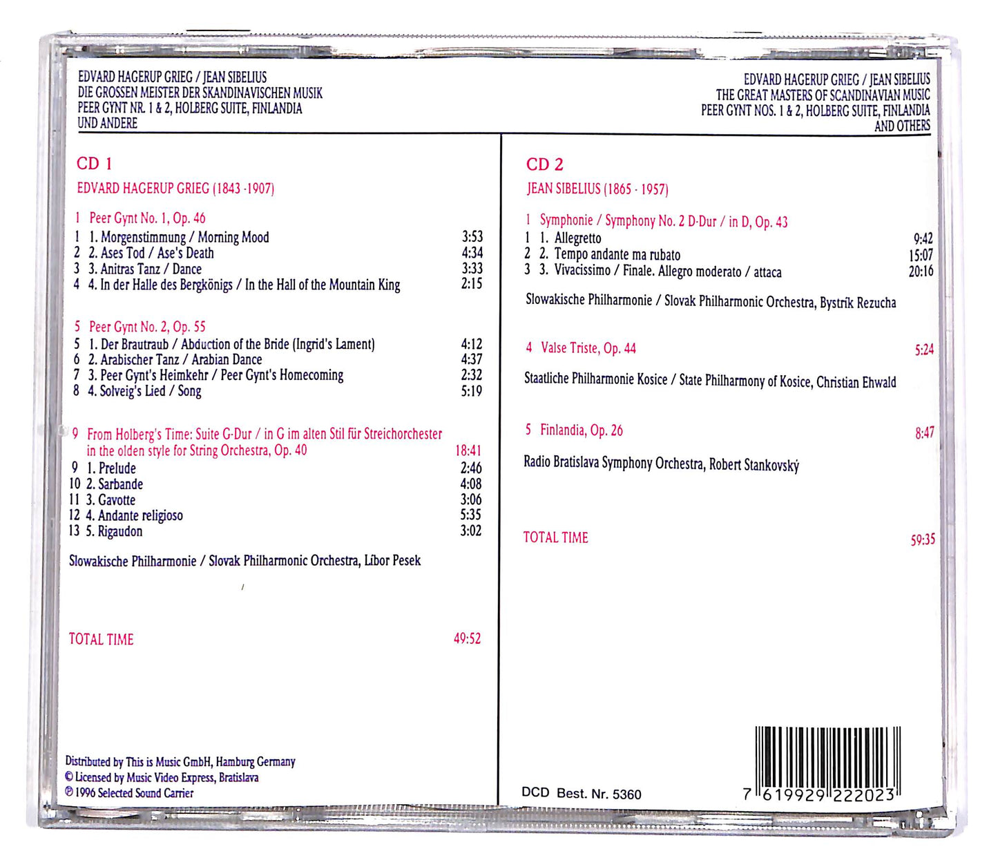 EBOND Edvard Hagerup Grieg - Jean Sibelius - Vol.21 (2 dischi) CD CD055025