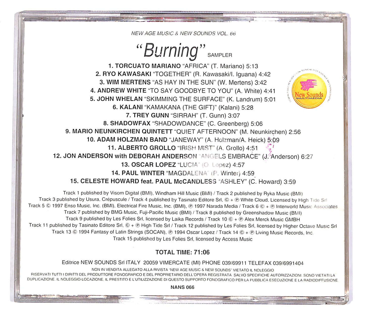 EBOND New Age Music & New Sounds Vol.66 - Burning Sampler EDITORIALE CD CD055042