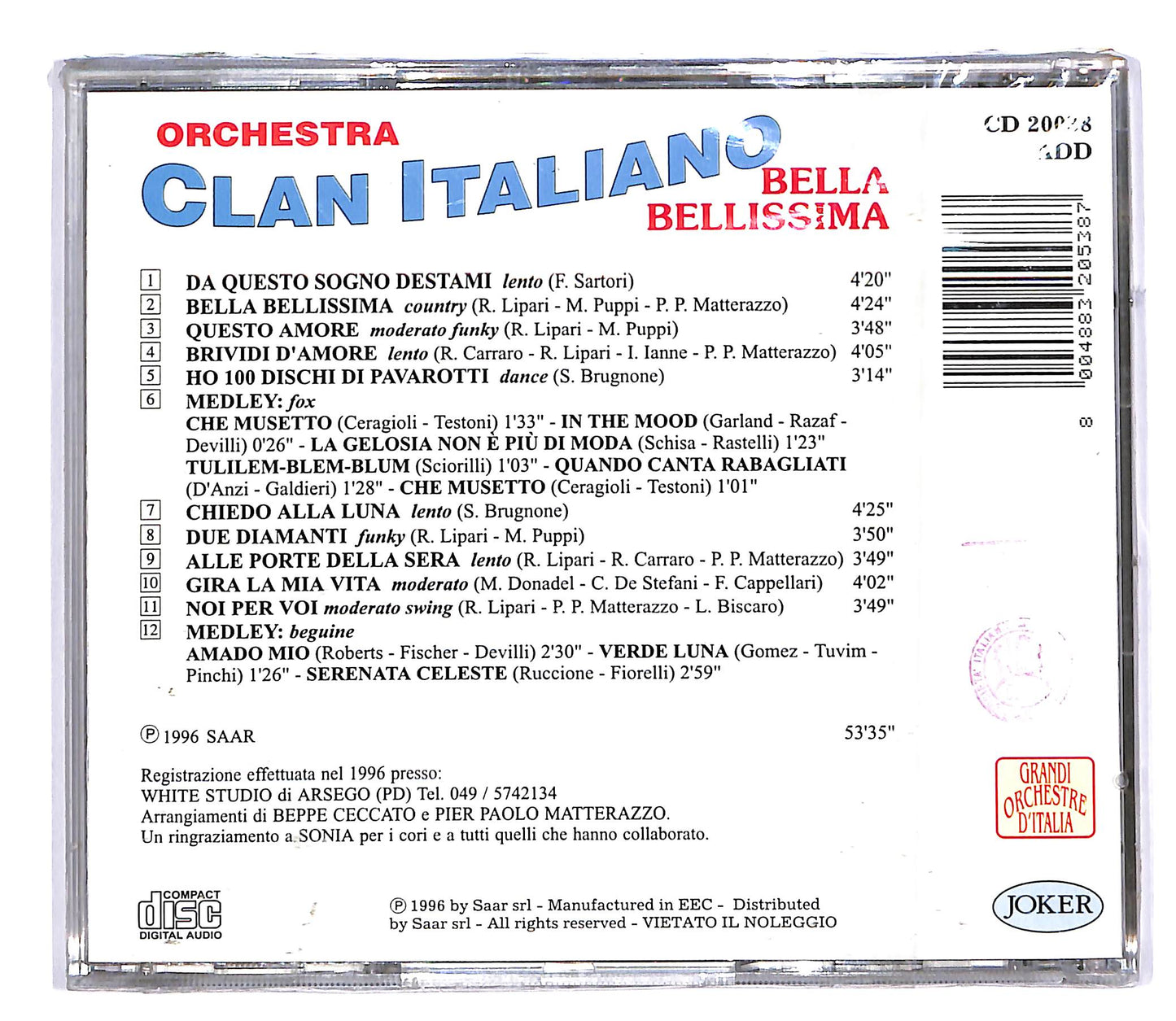 EBOND Orchestra Clan Italiano - bella bellissima CD CD055105