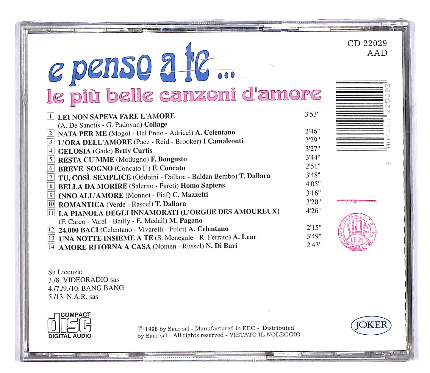 EBOND Various - e penso a te le piu belle canzoni d'amore CD CD055112