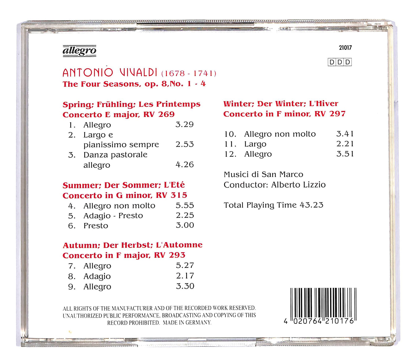 EBOND Antonio Vivaldi - The Four Seasons CD CD055163