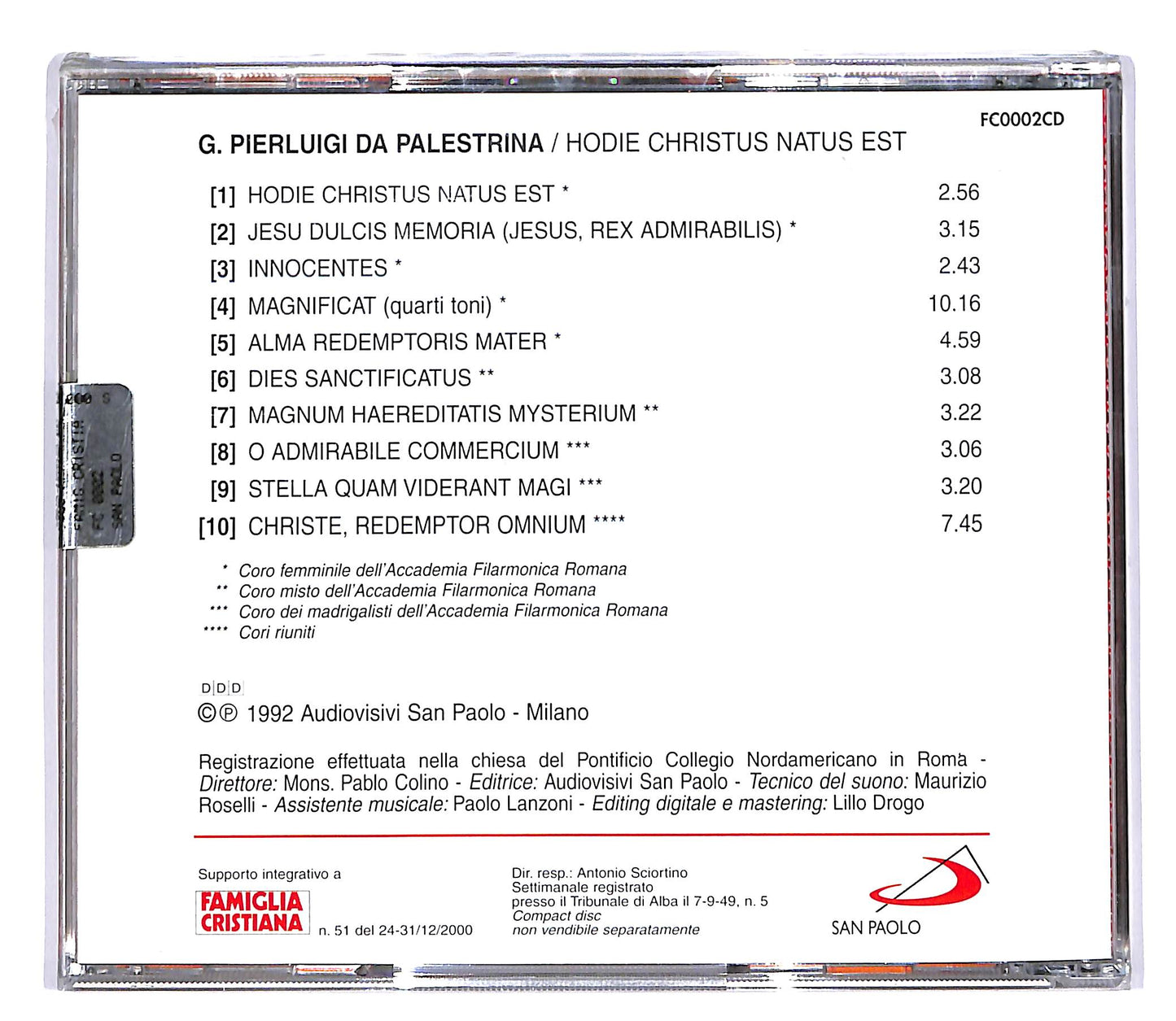 EBOND Pierluigi Da Palestrina - Hodie Christus Natus Est EDITORIALE CD CD055207