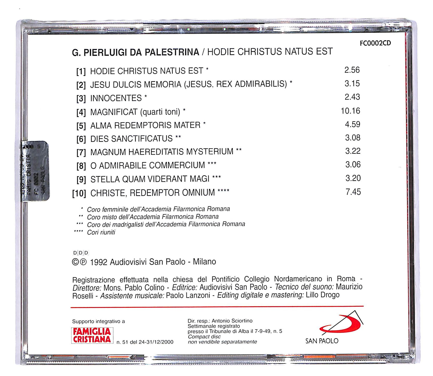 EBOND Pierluigi Da Palestrina - Hodie Christus Natus Est EDITORIALE CD CD055333