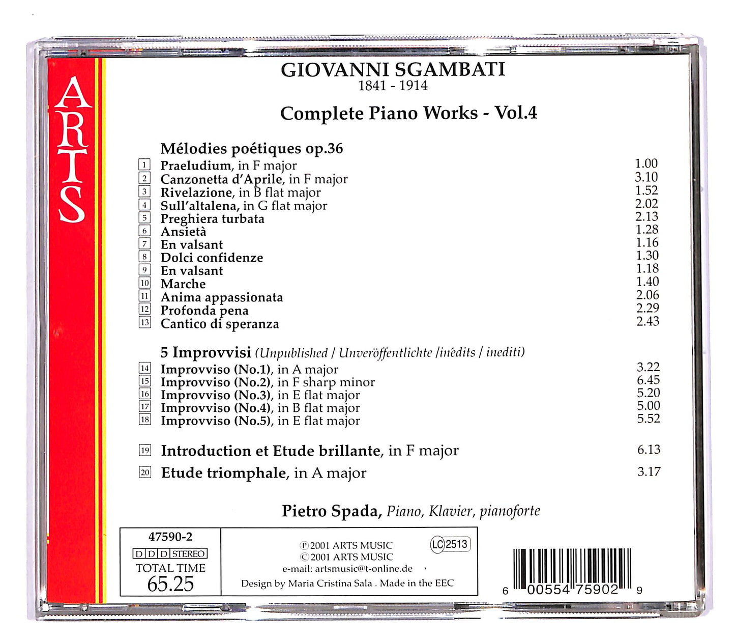 EBOND Giovanni Sgambati Pietro Spada - Piano Works Vol. 4 CD CD055627