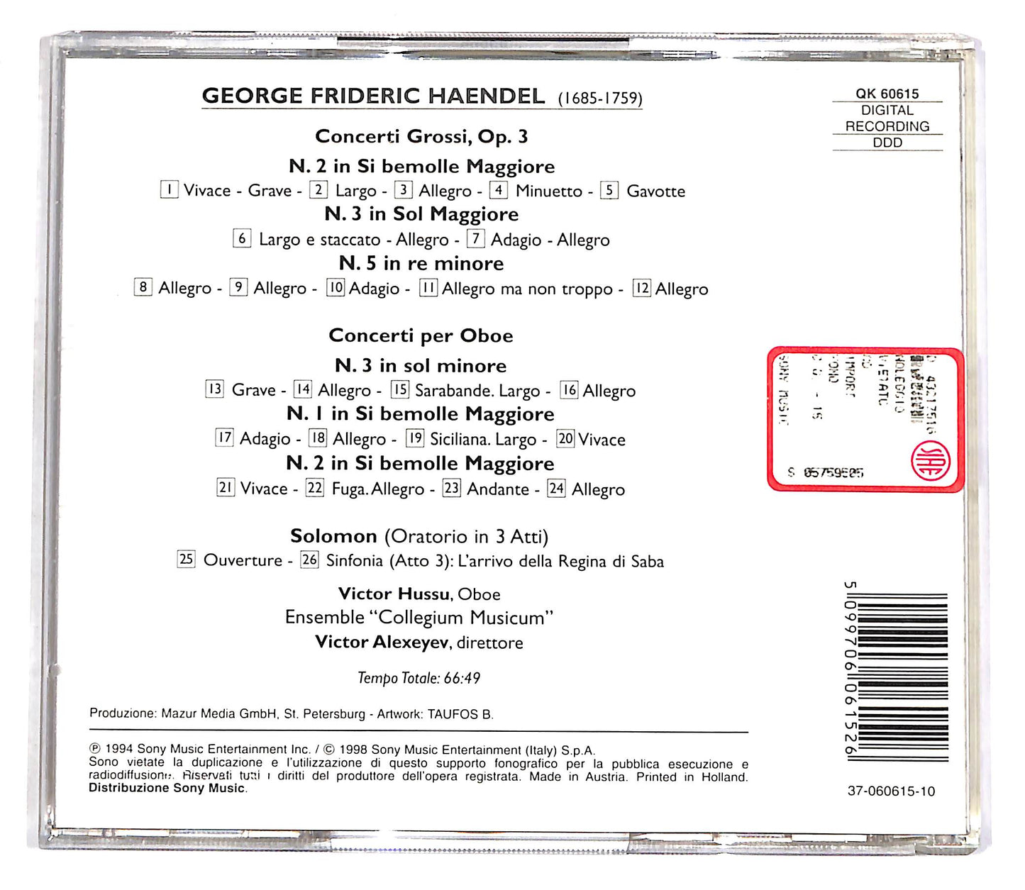 EBOND George Friderich Haendel - Concerti CD CD055711