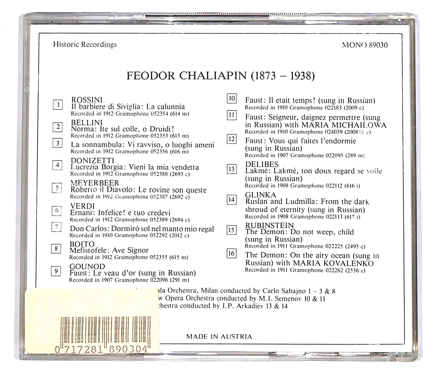 EBOND Feodor Schaljapin - Lebendige Vergangenheit EDITORIALE CD CD055725