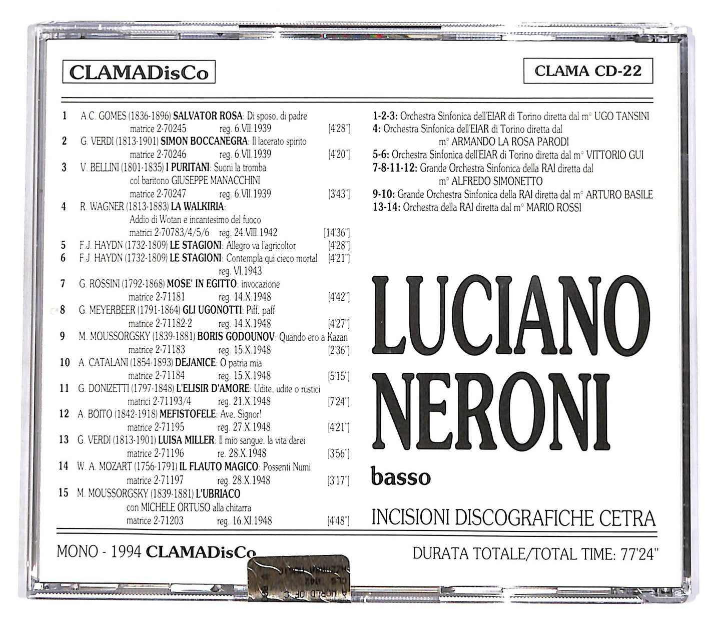 EBOND Luciano Neroni - Incisioni Cetra EDITORIALE CD CD055754