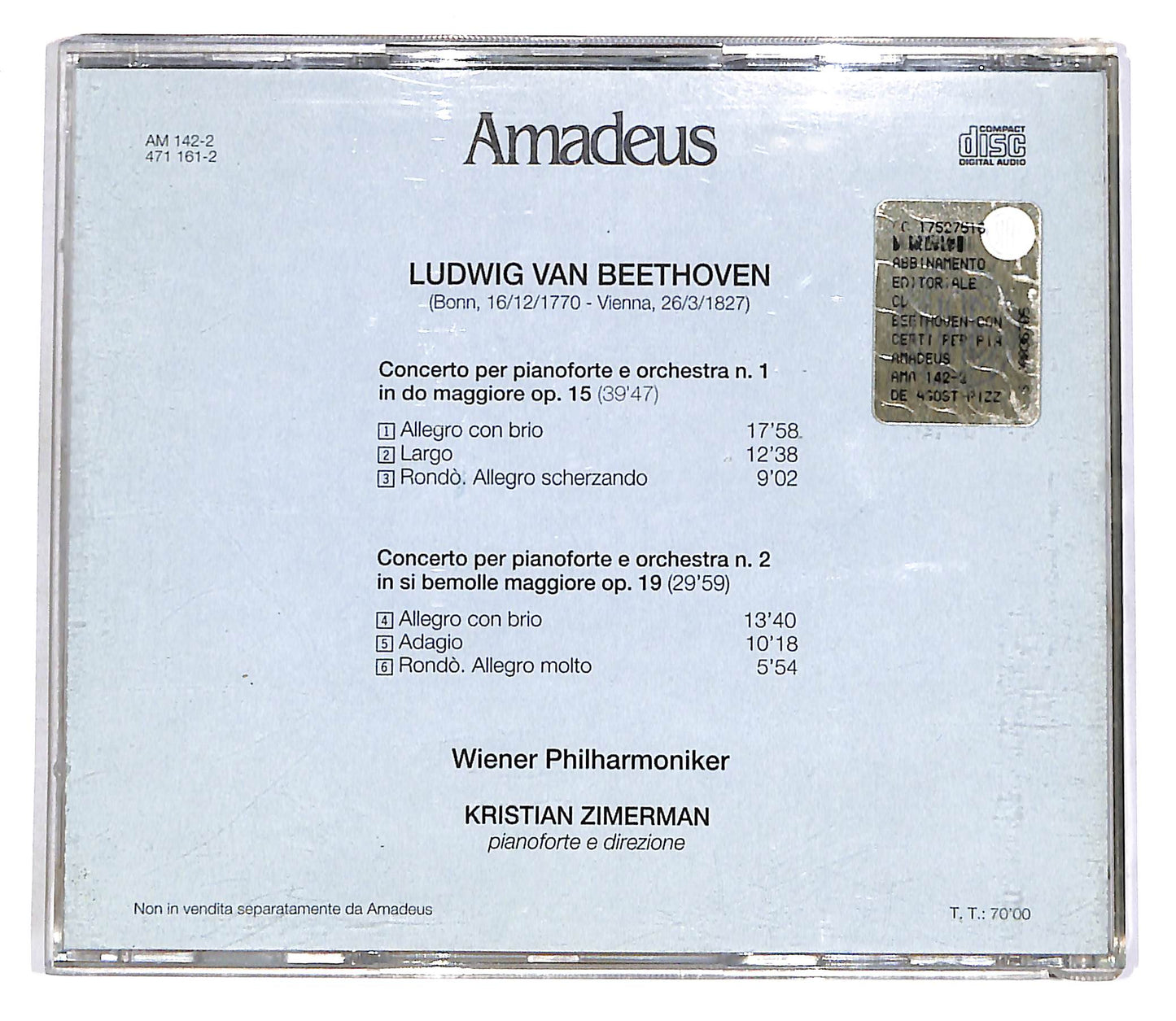 EBOND Beethoven - Concerti Per Pianoforte E Orchestra N.1 E N.2 EDIT CD CD055809