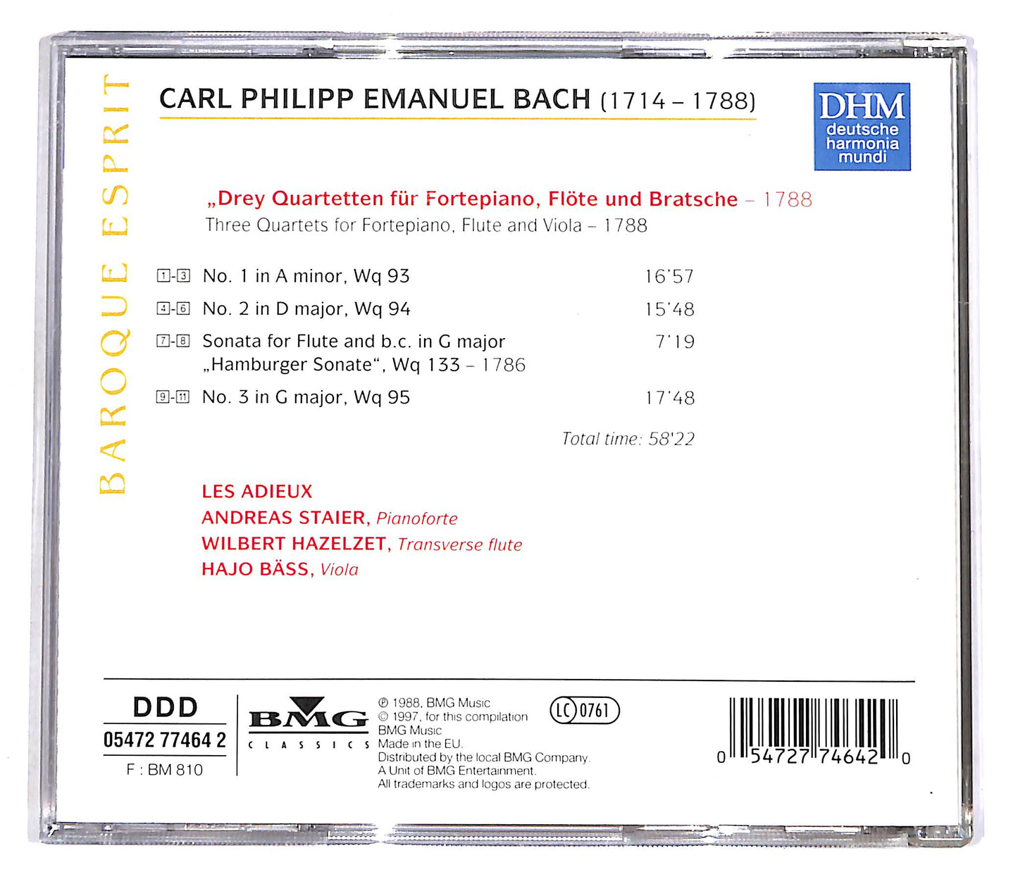 EBOND C. PH. E. Bach - Chamber Music - Les Adieux CD CD055817