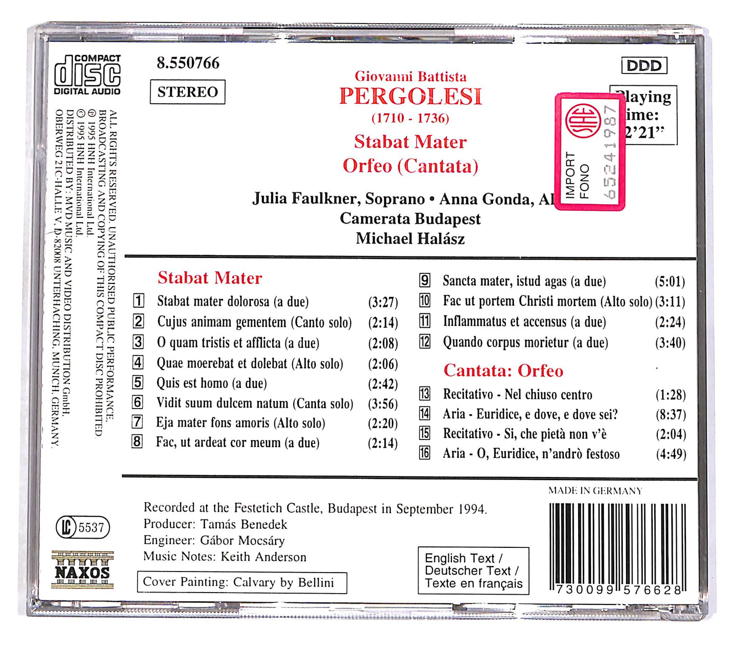 EBOND Pergolesi - Stabat Mater - Orfeo Cantata CD CD055835
