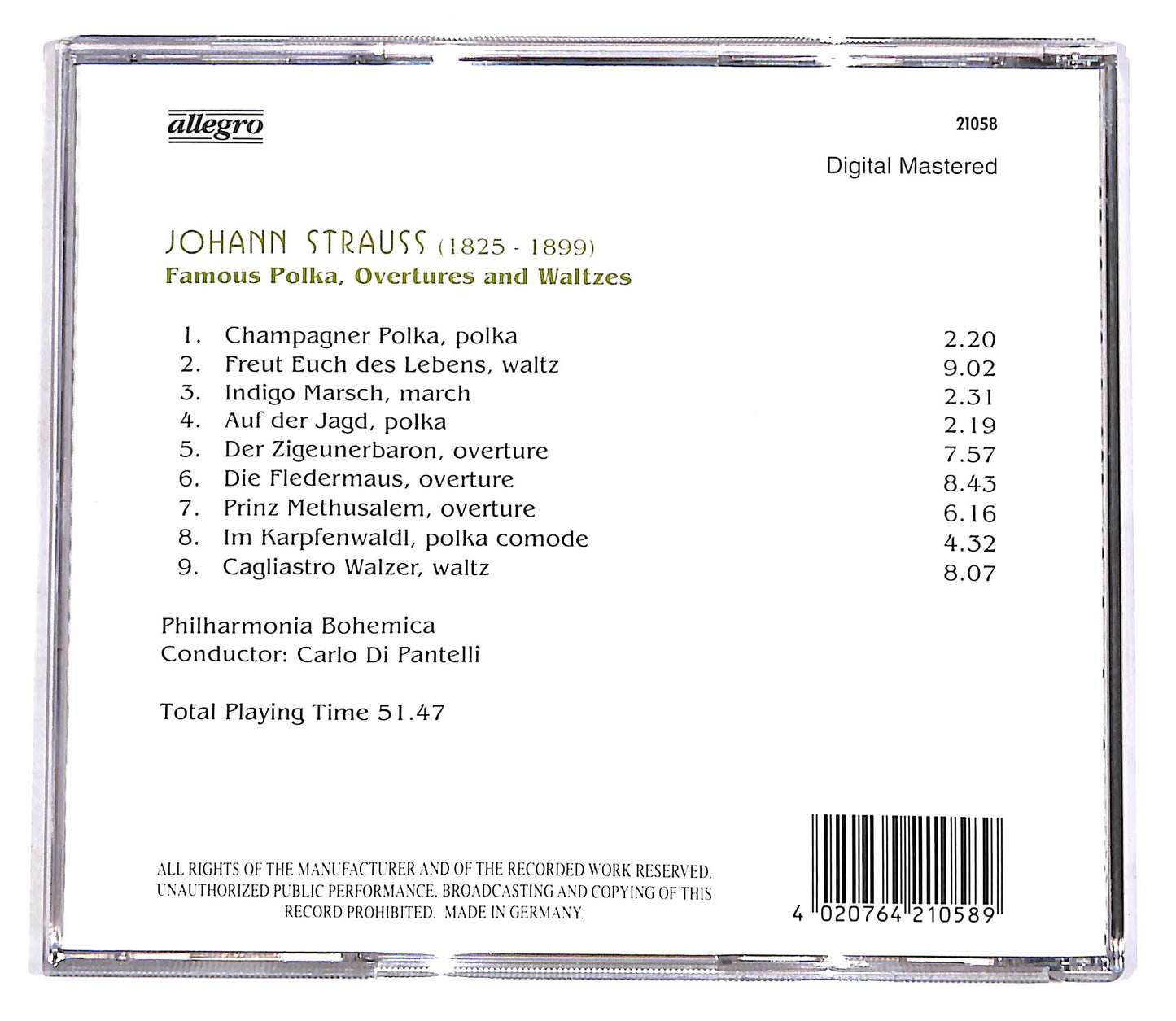 EBOND Johann Strauss Jr. - Famous Polka, Overtures And Waltzes CD CD055846