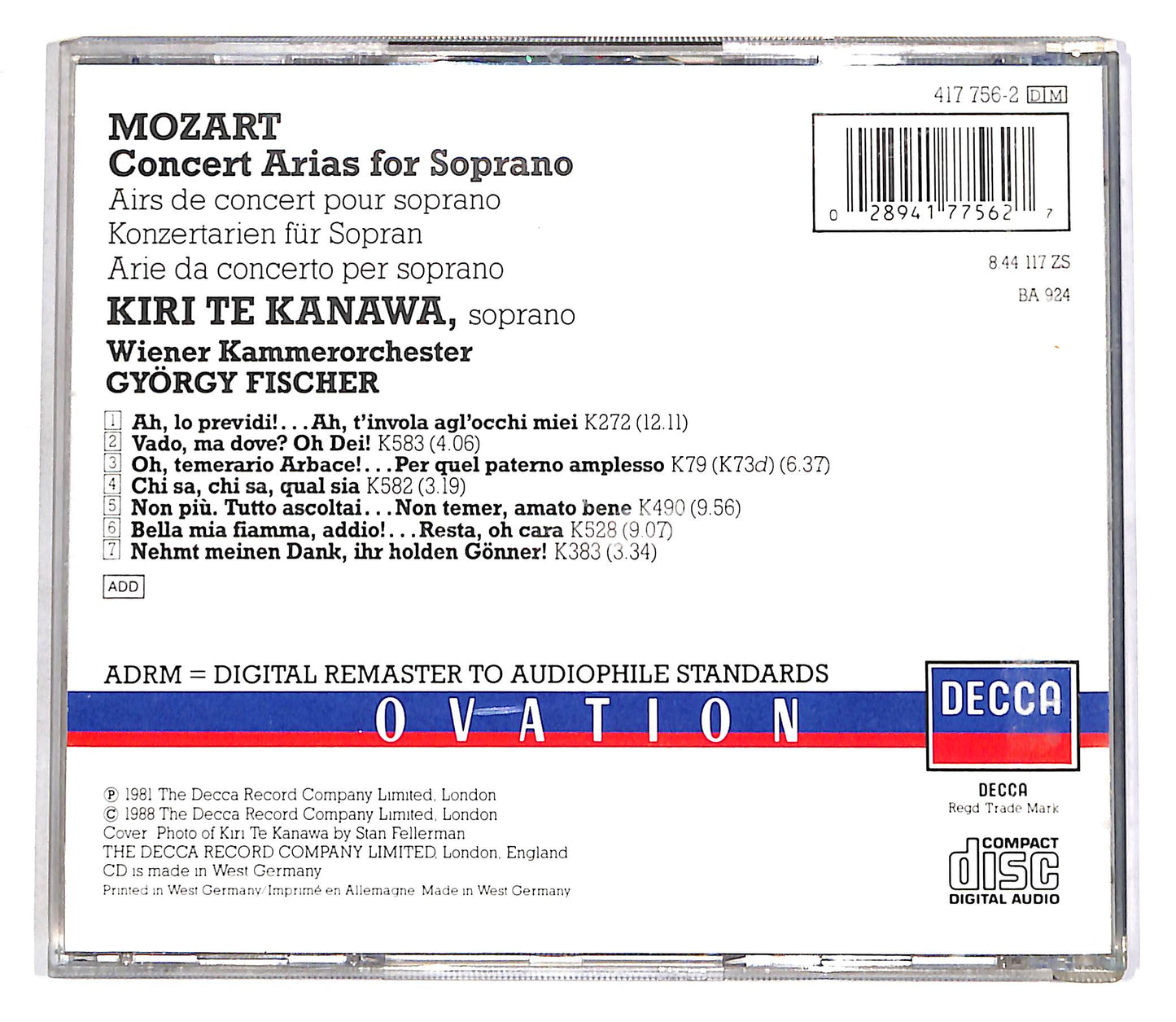EBOND Mozart - Concert Arias - Kiri Te Kanawa CD CD055932