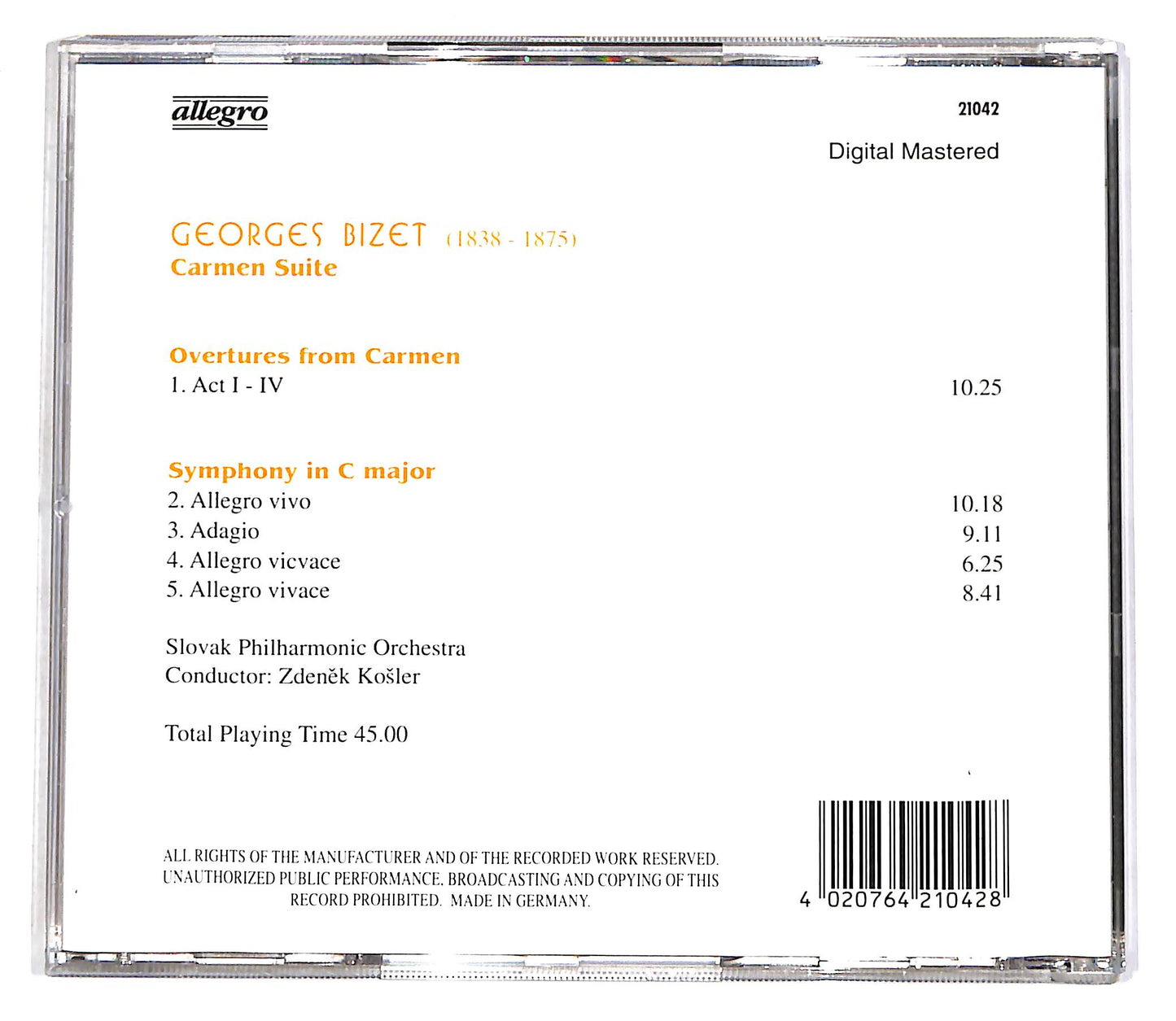 EBOND Georges Bizet, Zdeněk Kosler - Carmen Suite, Overtures CD CD055945