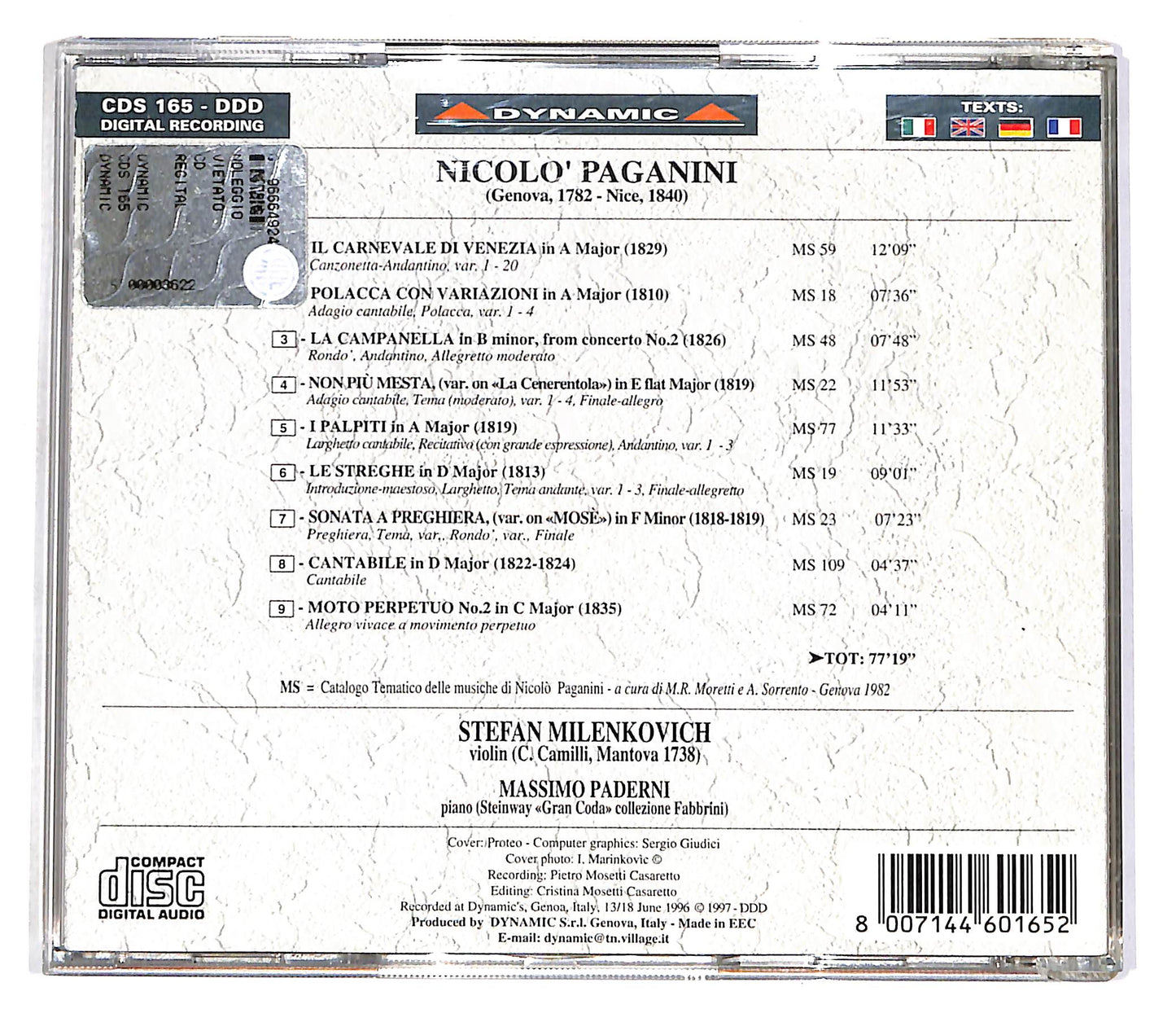 EBOND Paganini - Recital - S. Milenkovich CD CD056016