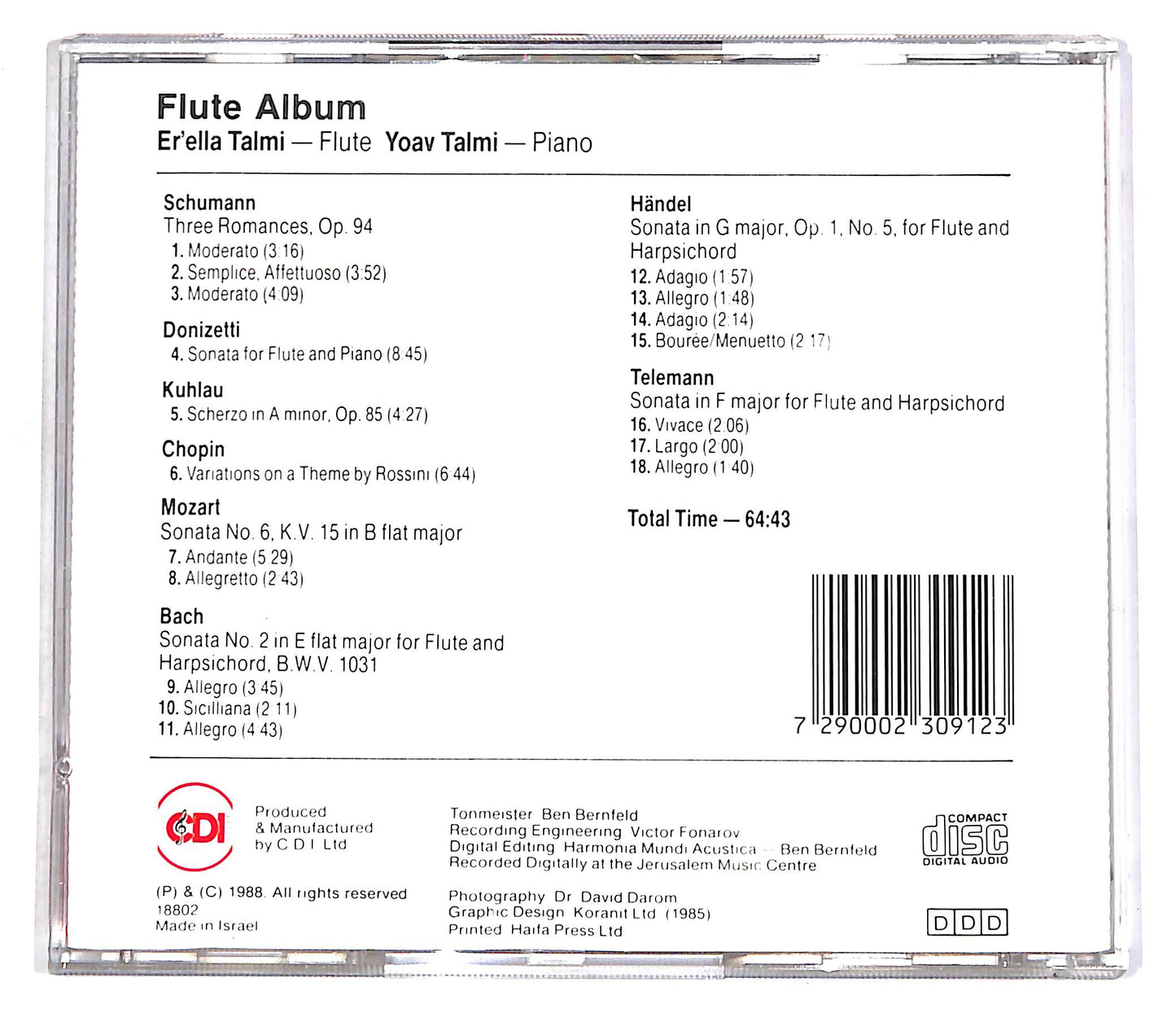 EBOND Er'ella Talmi, Yoav Talmi - Flute Album CD CD056024