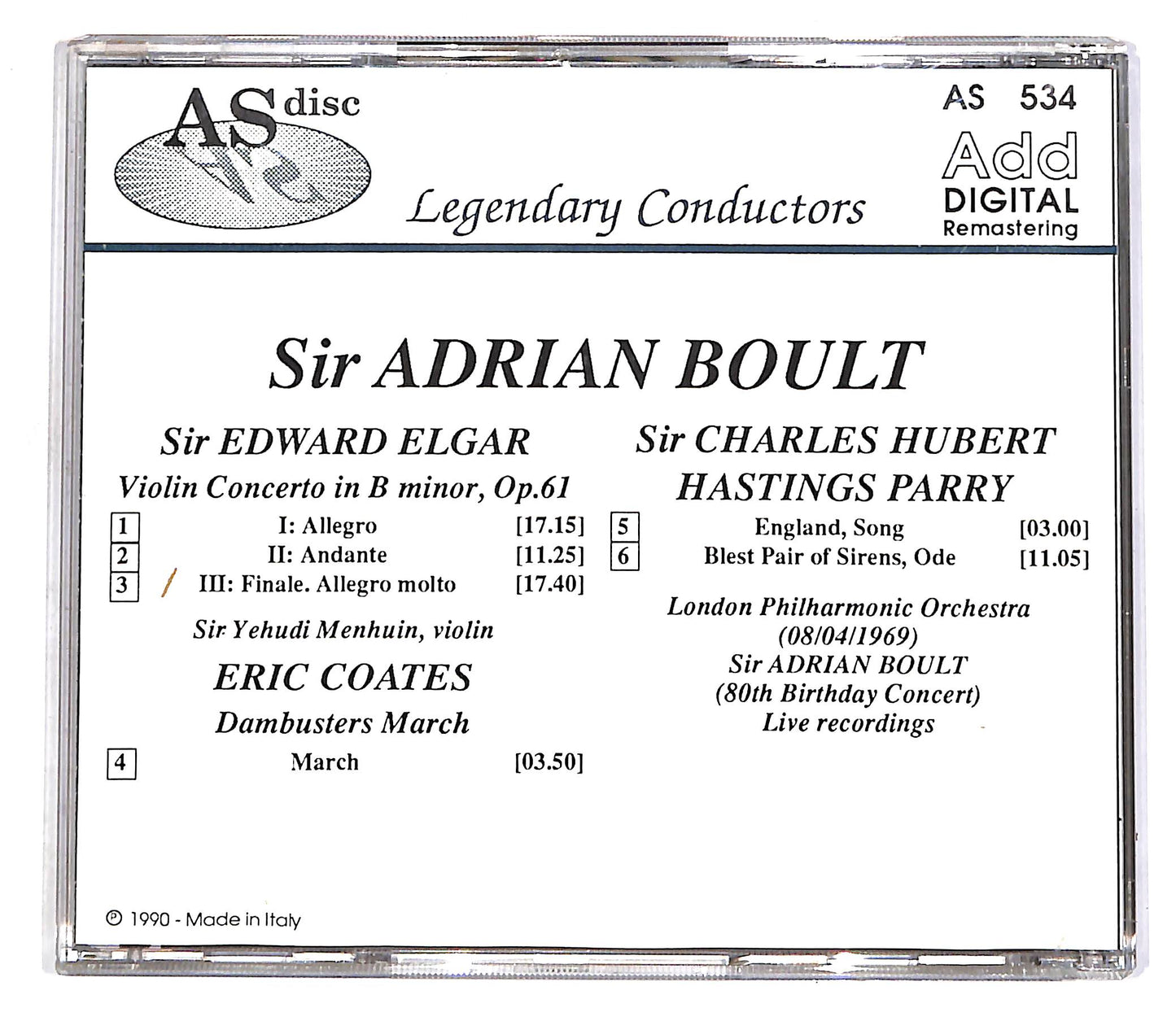 EBOND Elgar, Coates, Parry - Menhuin - Boult EDITORIALE CD CD056025