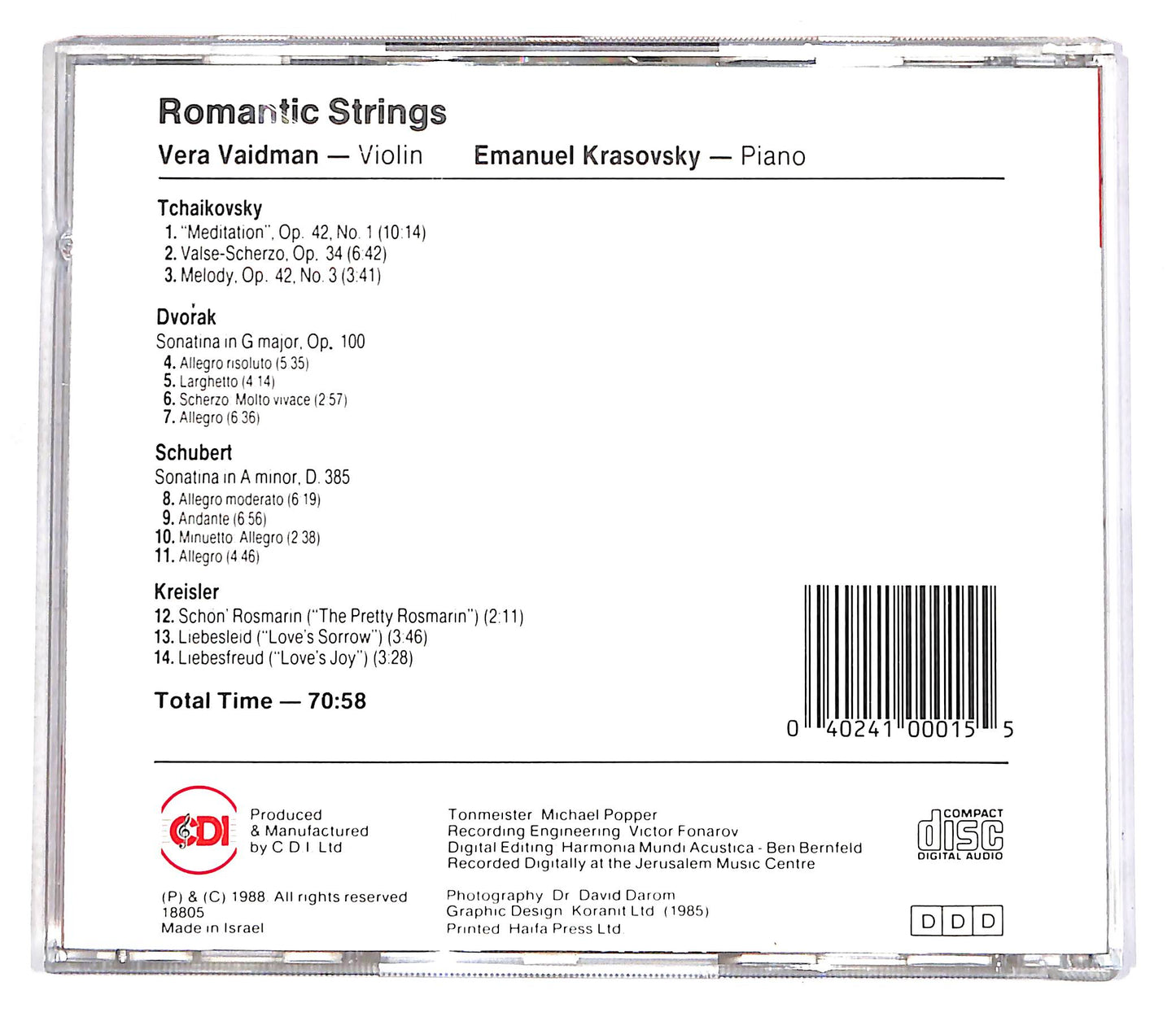 EBOND Vera Vaidman, Emanuel Krasovsky - Romantic Strings CD CD056028