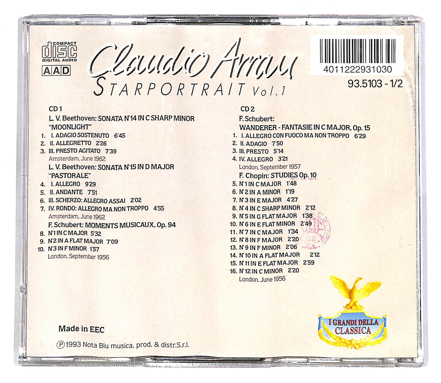 EBOND Claudio Arrau - Starportrait Vol. 1 (2 dischi) CD CD056051