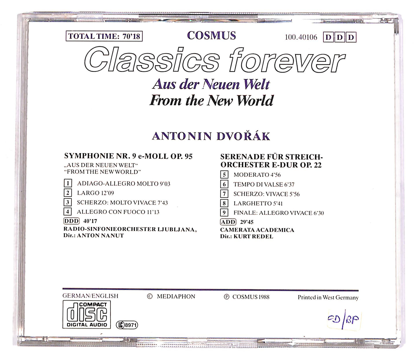 EBOND Antonin Dvořak - Aus Der Neuen Welt EDITORIALE CD CD056231