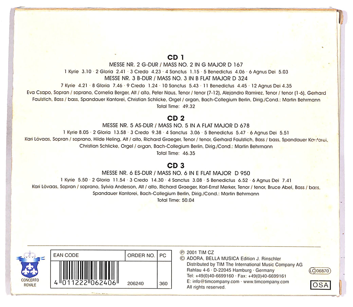 EBOND Franz Schubert - Masses No. 2, 3, 5, 6 (3 dischi) CD CD056308