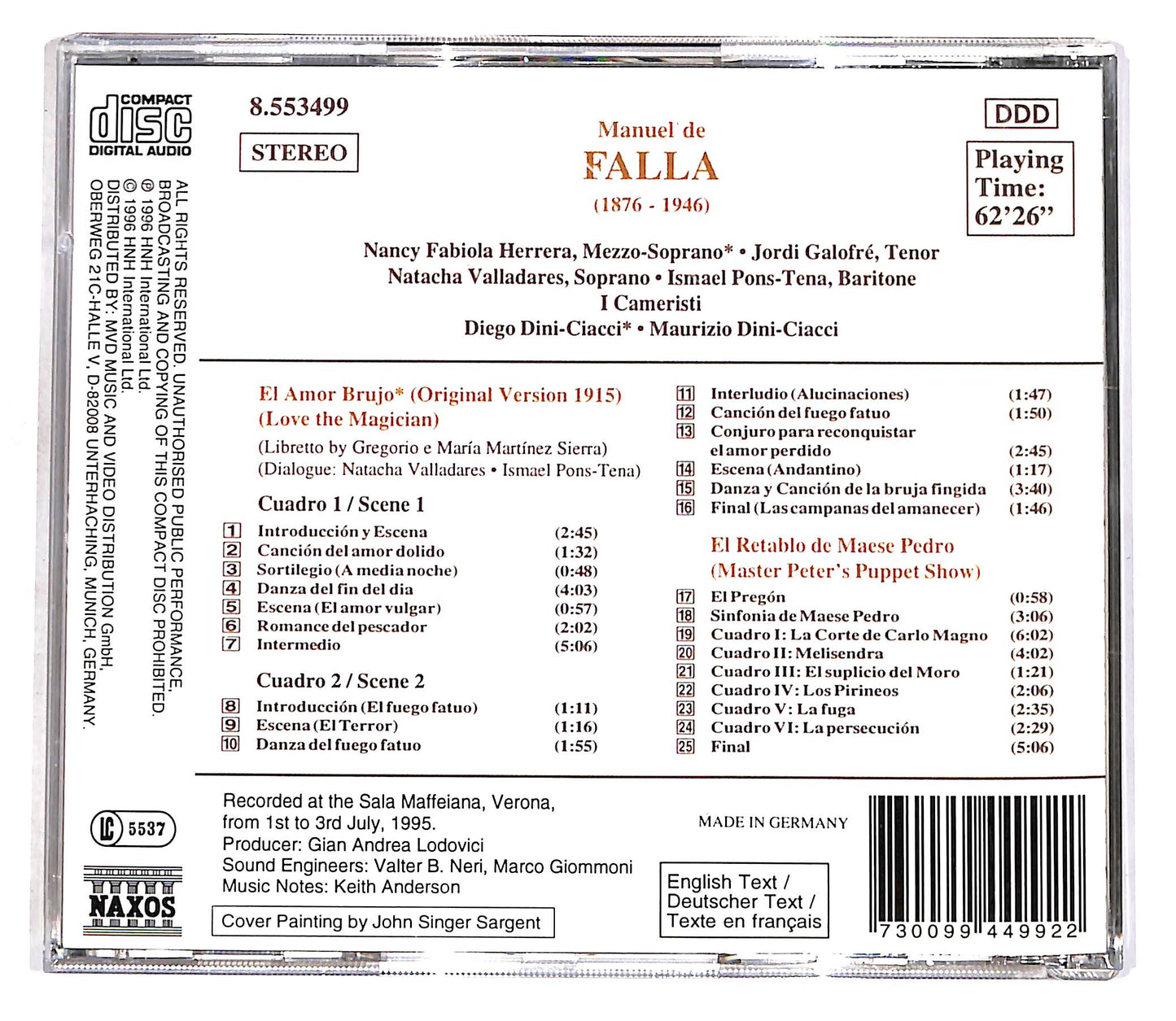 EBOND De Falla - El Amor Brujo CD CD056356