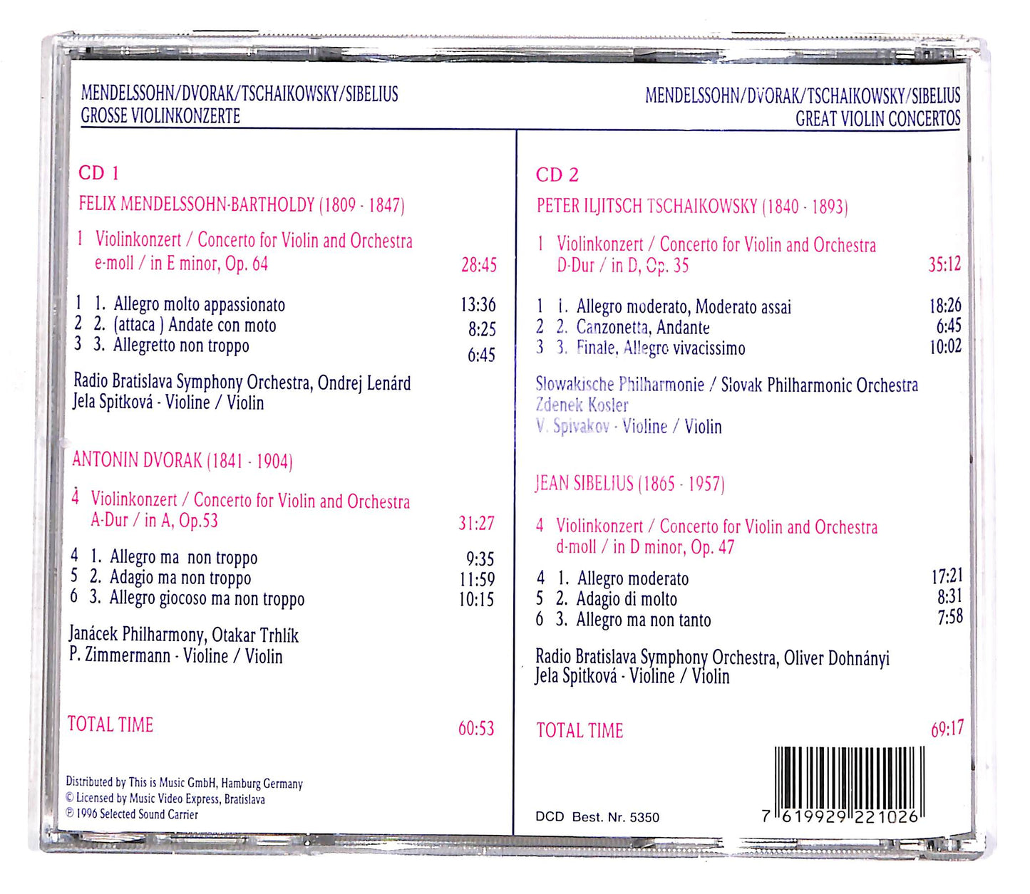 EBOND Mendelssohn, Dvorak, Tschaikowsky, Sibelius - Vol.11 (2 disc) CD CD056418