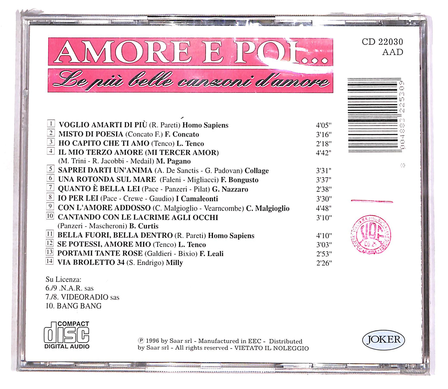 EBOND Amore E Poi... Le Piu Belle Canzoni D'Amore CD CD056514