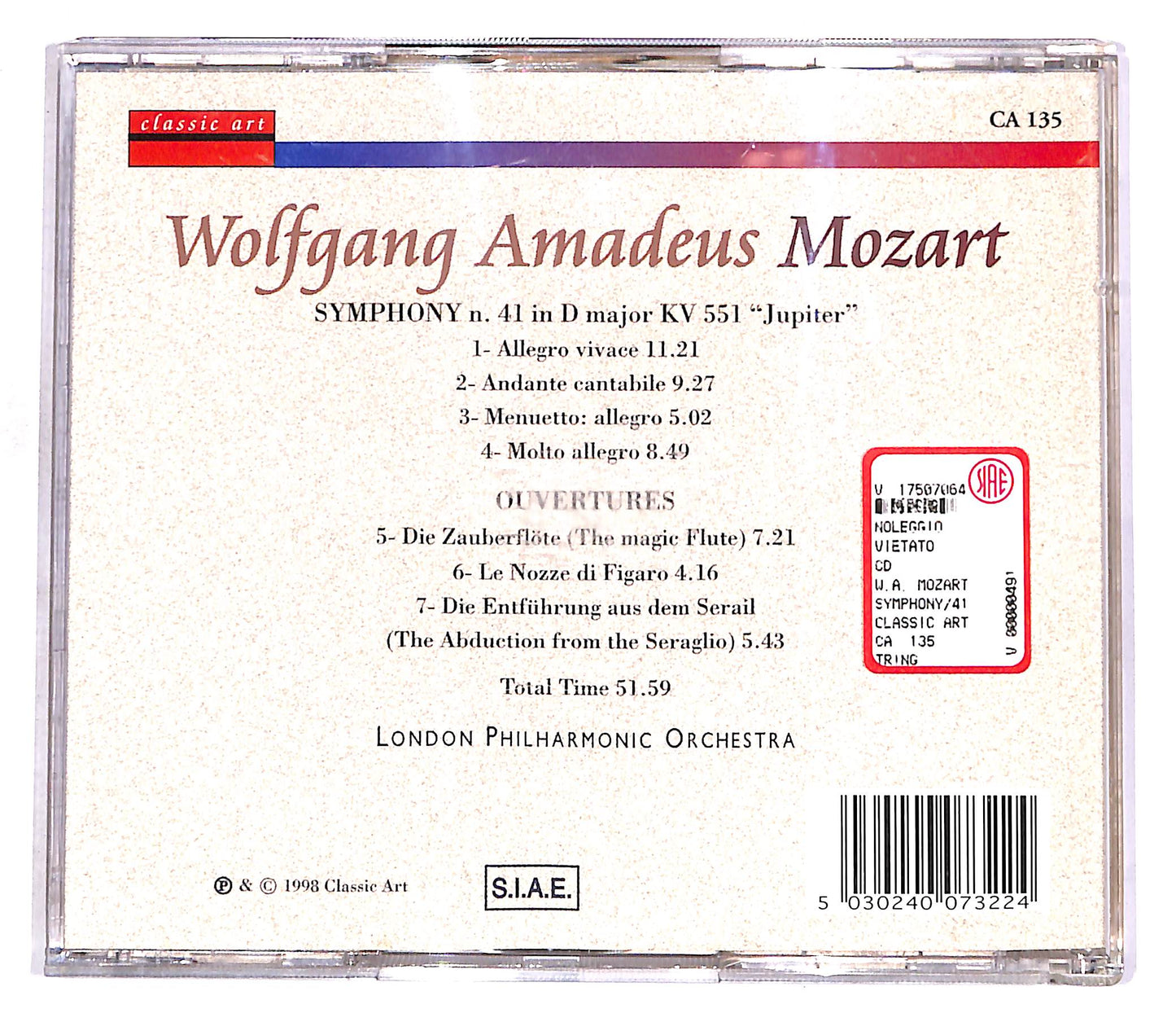 EBOND Wolfgang Amadeus Mozart - Symphony N.41 - Ouvertures CD CD056526