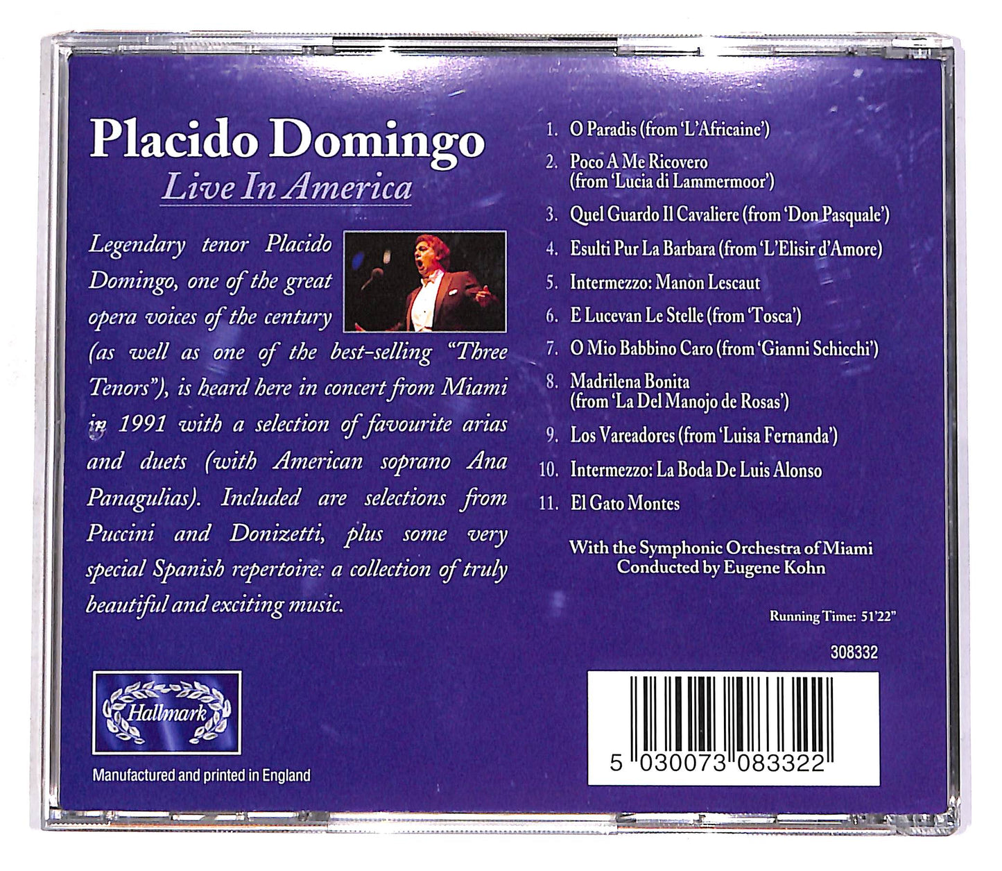 EBOND Placido Domingo - Live In America CD CD056548