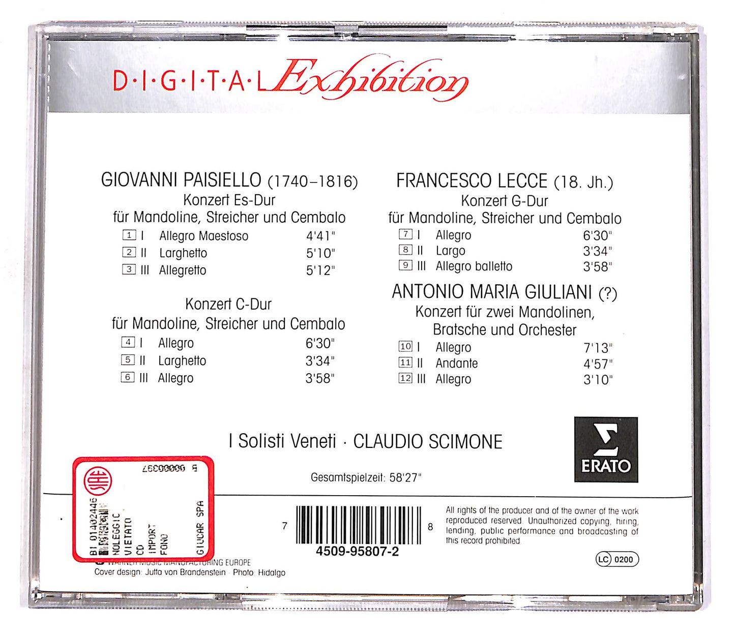 EBOND Paisiello, Lecce, Giuliani - Konzerte Fur Mandoline Und Orch. CD CD056604