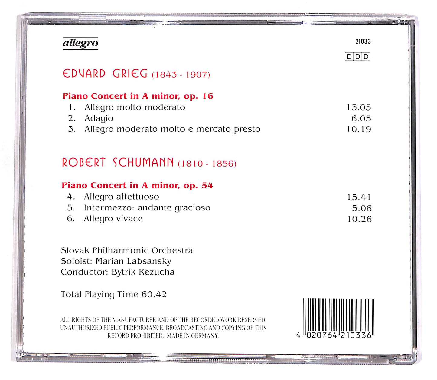EBOND Grieg - Schumann - Piano Concerts CD CD056610
