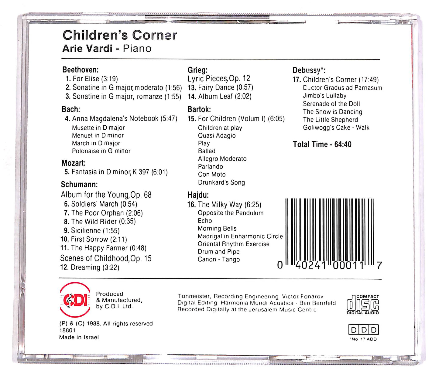 EBOND Arie Vardi - Children's Corner CD CD056613