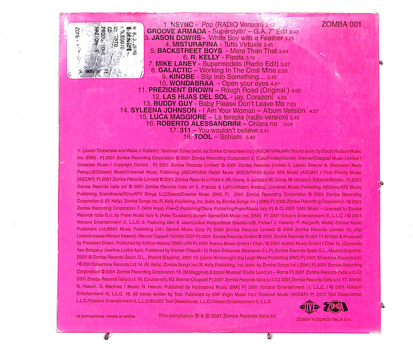 EBOND Various - Zomba Records Italia 01 - 07 - 2000 PROMO CD CD056617