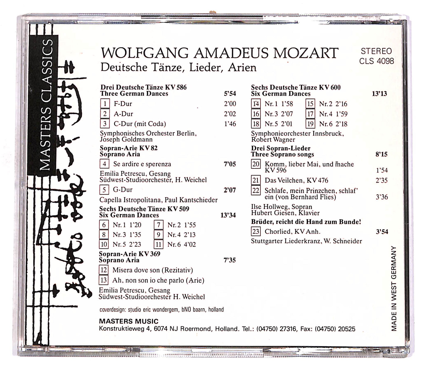 EBOND Mozart - Deutsche Tanz,e Lieder, Arien EDITORIALE CD CD056702