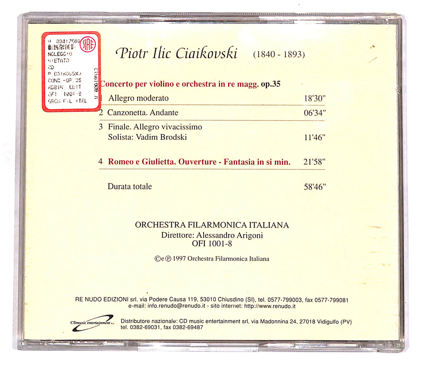 EBOND Ciaikovski - Conc. Per Violino E Orch. - Romeo E Giulietta EDI CD CD056853