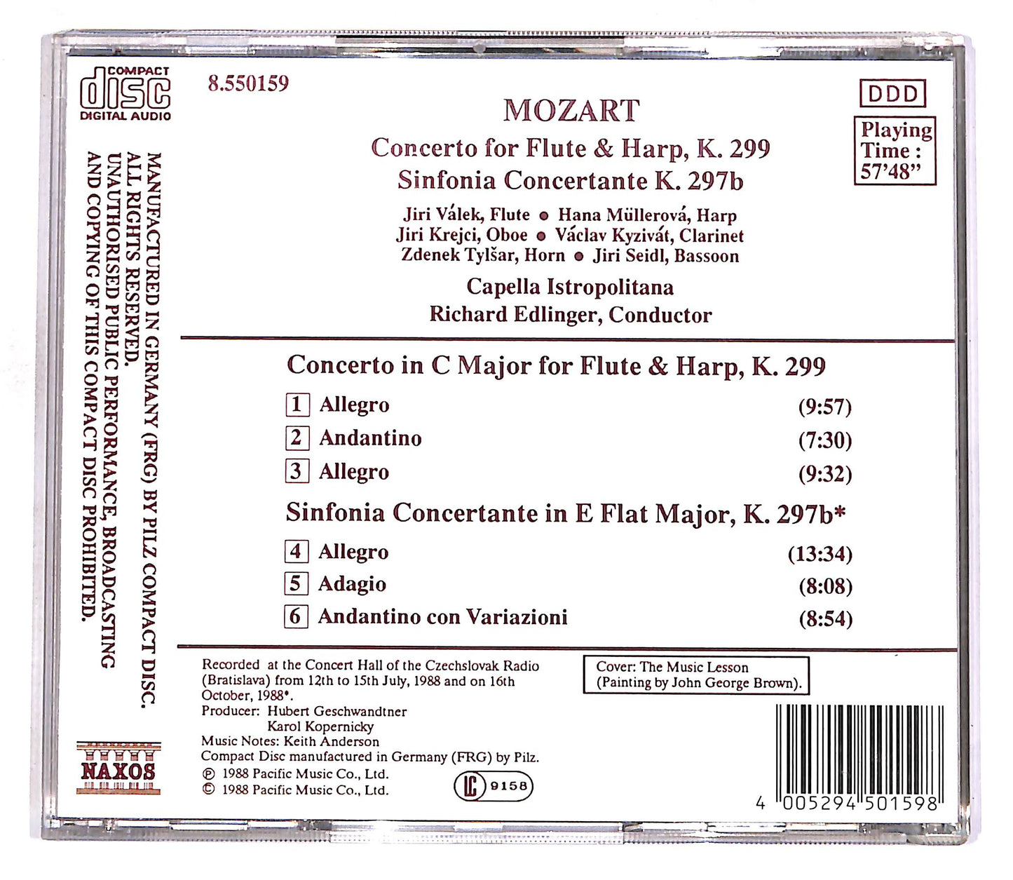EBOND Mozart - Concerto For Flute, Harp, Orch - Sinfonia Concertante CD CD056862