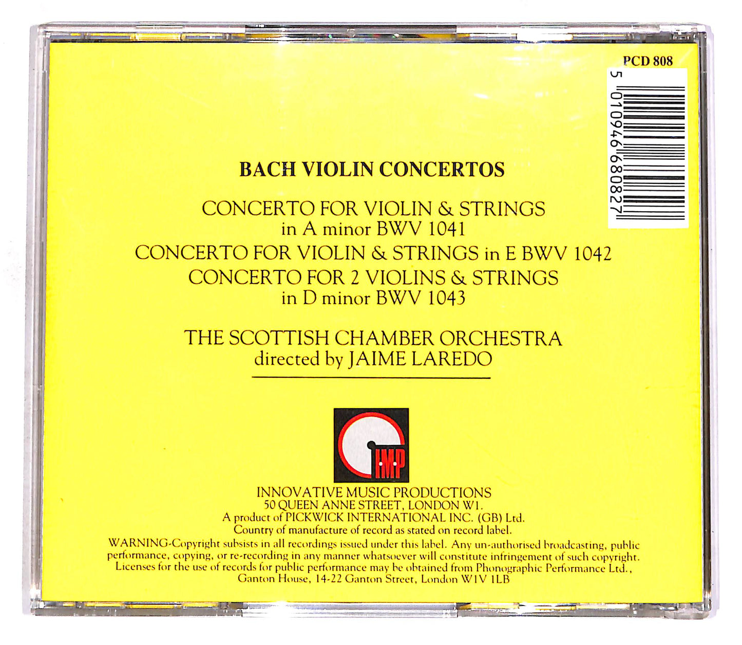 EBOND Bach - Violin Concertos - The Scottish Chamber Orchestra CD CD056904