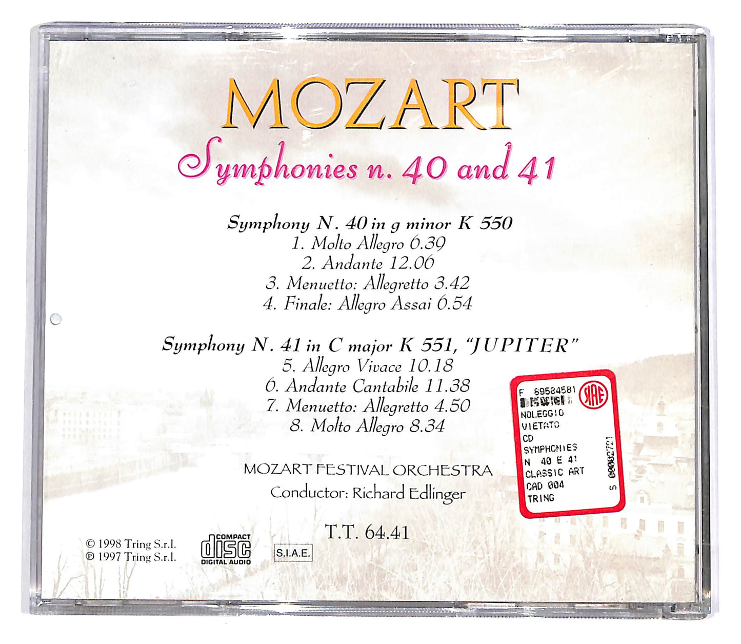 EBOND Mozart - Symphonies N.40 K.550 And 41 K.551 Jupiter EDITORIALE CD CD056947