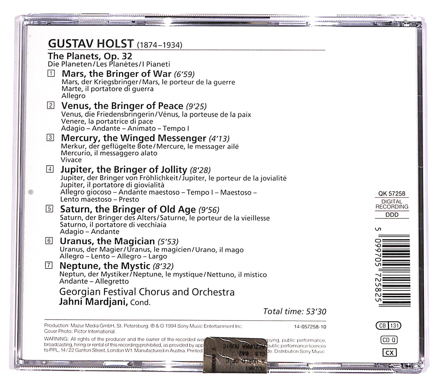 EBOND Holst - Les Planetes - Mardjani CD CD056960