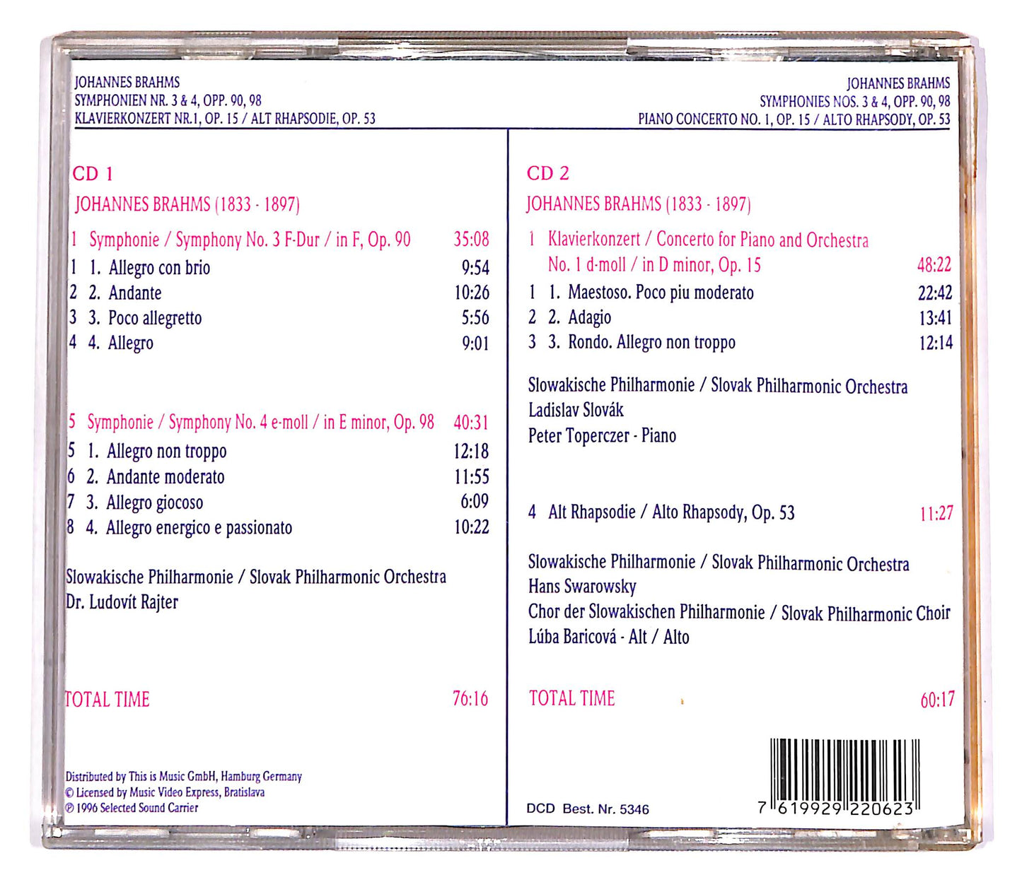 EBOND Johannes Brahms - Classic Visions In Digital Vol. 7 (2 dischi) CD CD057012