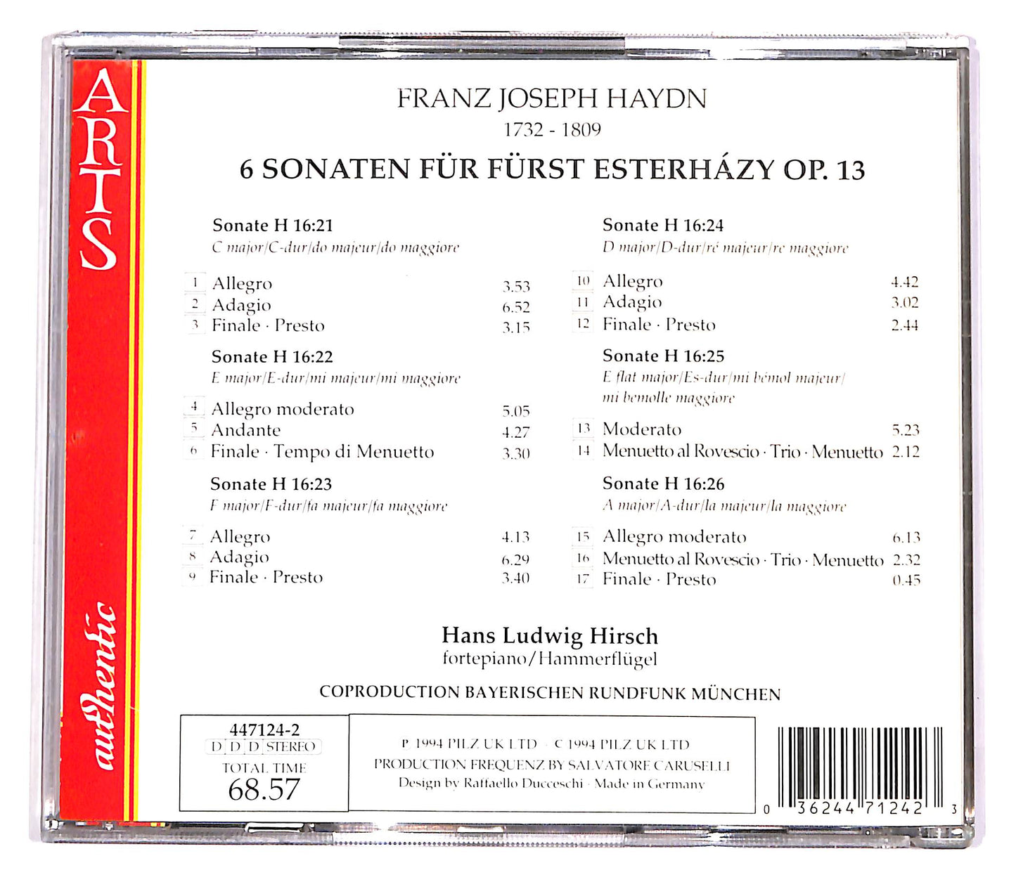 EBOND Haydn - 6 Sonaten Op. 13 - Hans Ludwig Hirsch CD CD057024