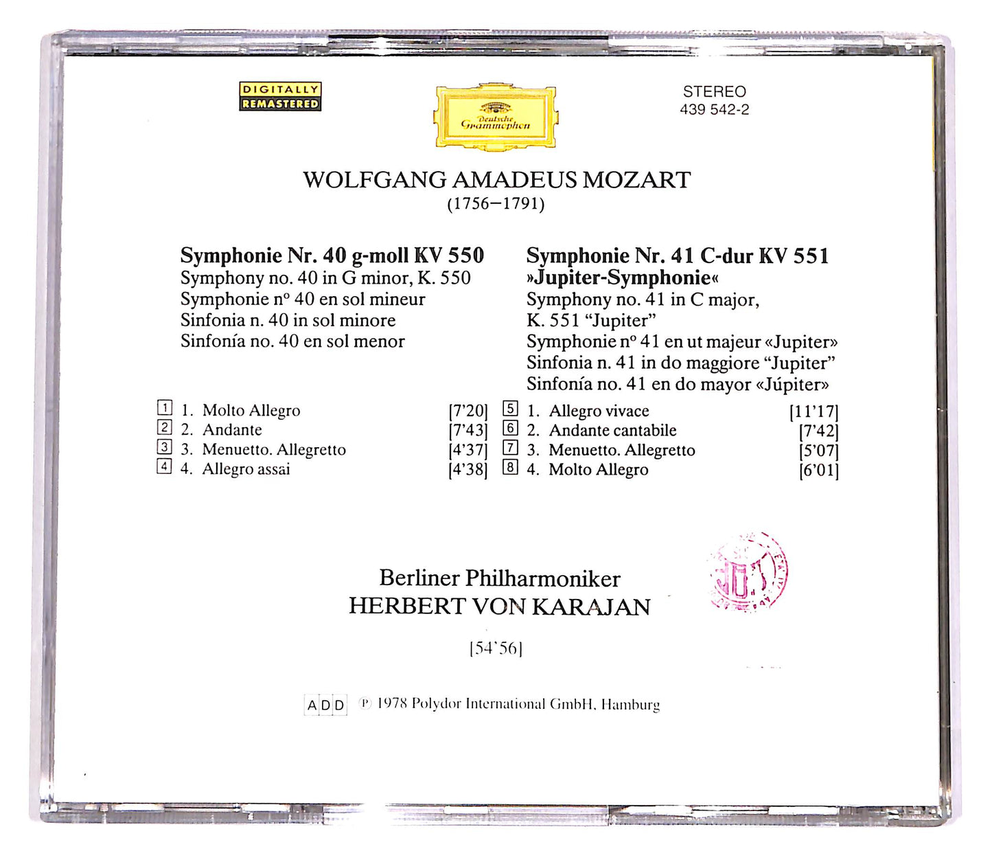 EBOND Mozart - Sinfonia N.40 E N.41 Jupiter - Karajan EDITORIALE CD CD057025