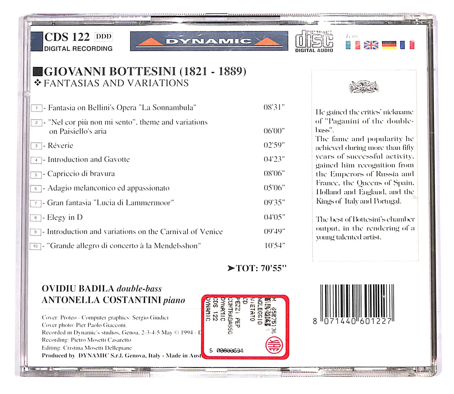 EBOND Bottesini - Fantasias And Variations - Ovidiu Badila CD CD057029