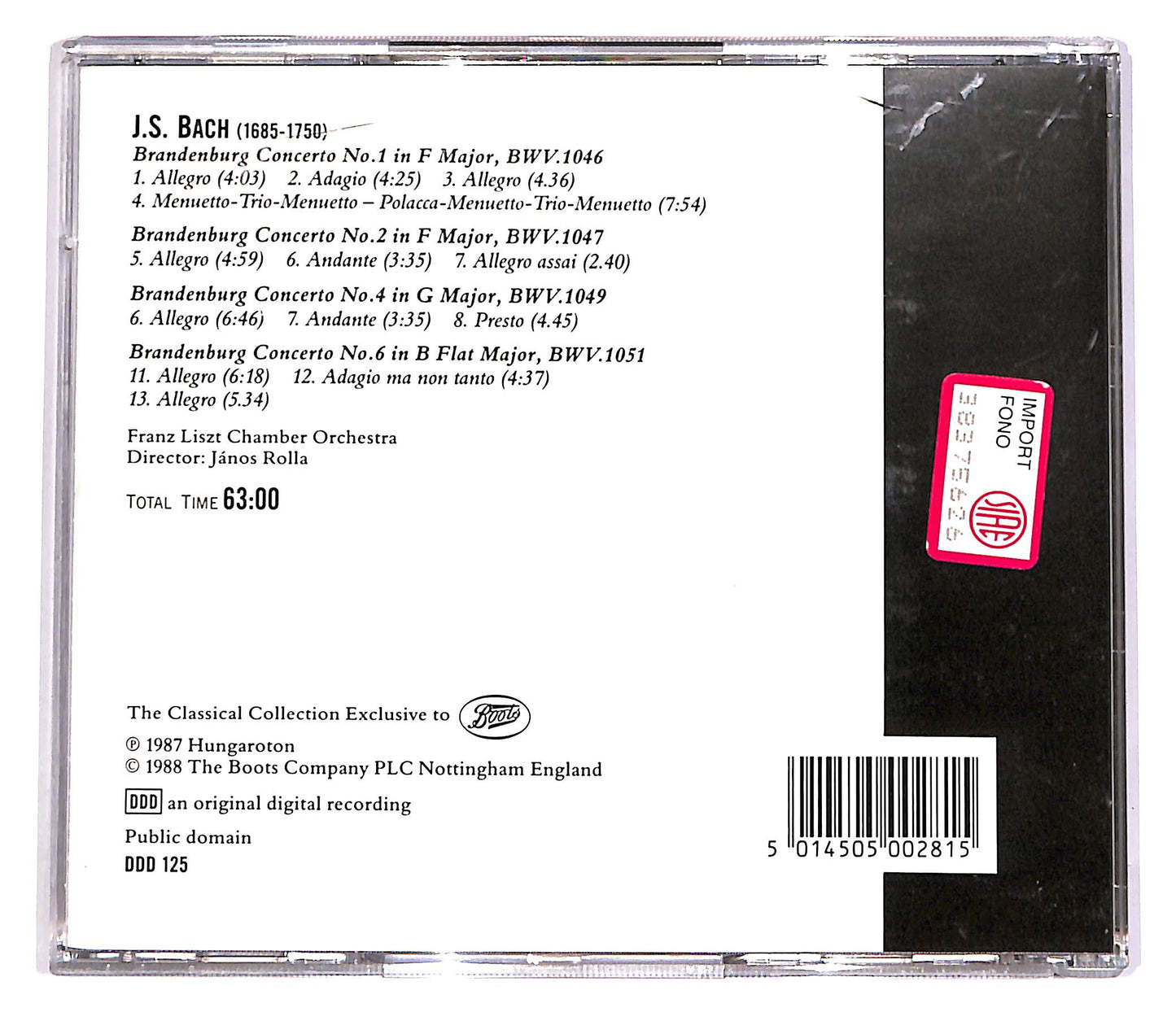 EBOND J. S. Bach - Brandenburg Concertos Nos. 1, 2, 4 & 6 CD CD057062