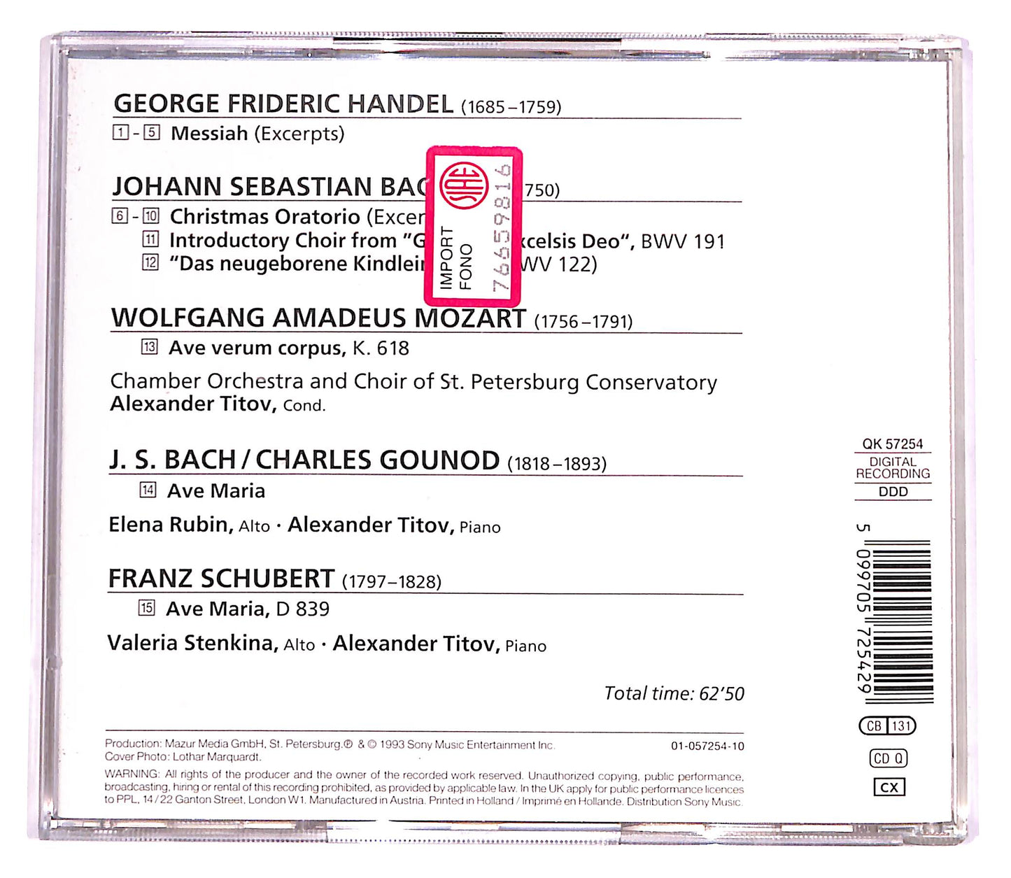 EBOND Choruses By Bach - Handel - Mozart - Schubert- Titov CD CD057123