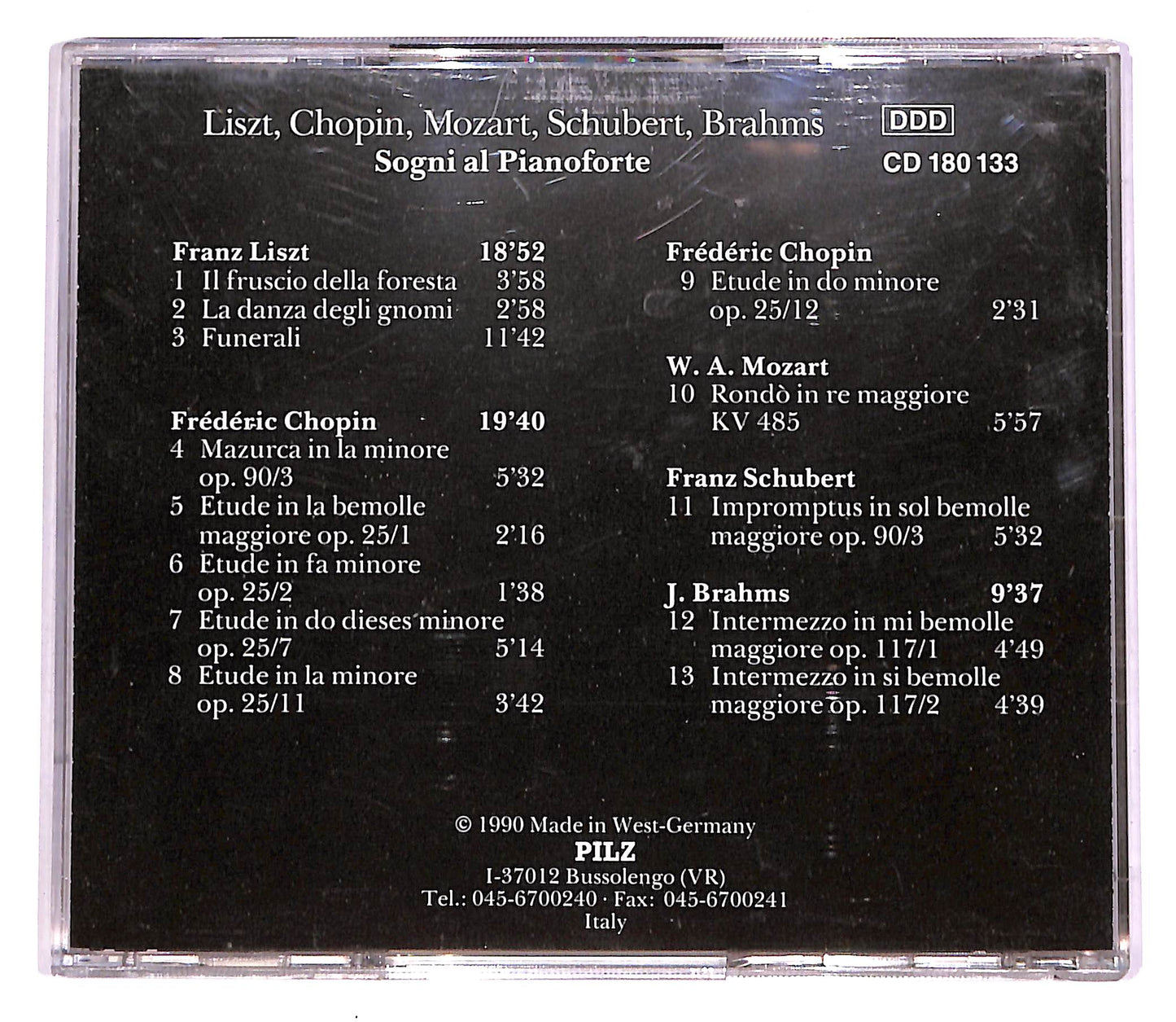 EBOND Liszt, Chopin, Mozart, Schubert - Sogni Al Pianoforte EDITORIA CD CD057140