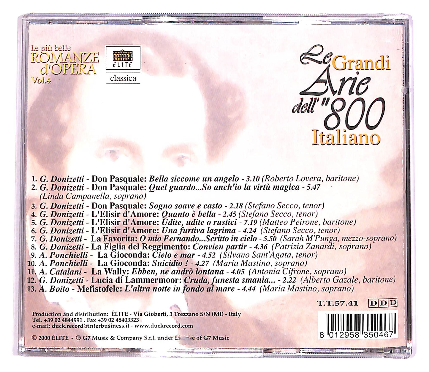 EBOND Le Grandi Arie Dell'Ottocento Italiano - Donizetti, Ponchielli CD CD057142