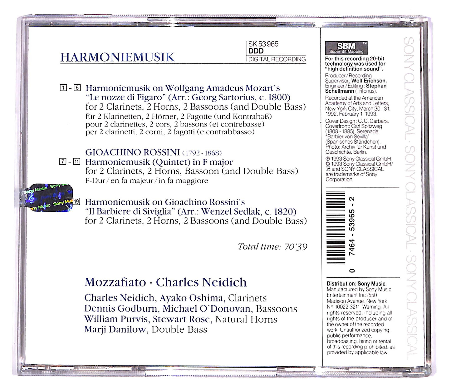 EBOND Harmoniemusik - Mozzafiato, Charles Neidich CD CD057225
