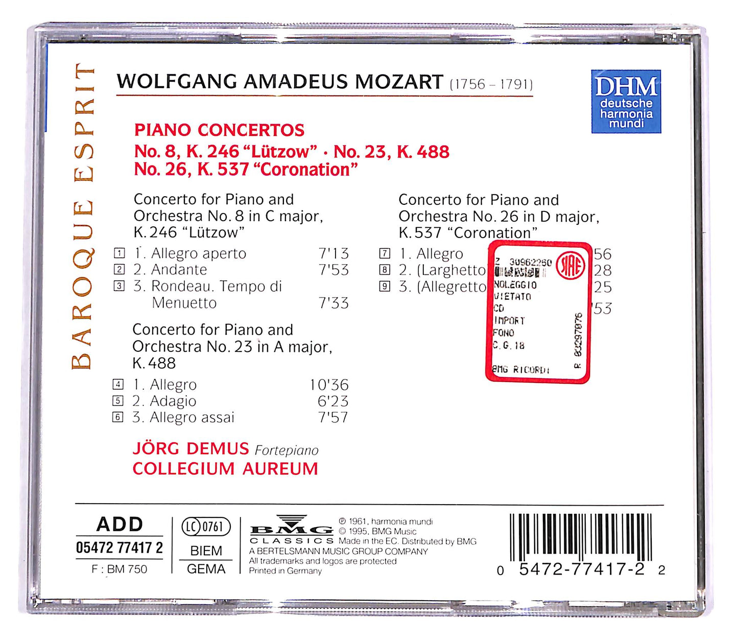 EBOND Mozart - Klavierkonzerte Nr. 8, 23 & 26 - Demus CD CD057227